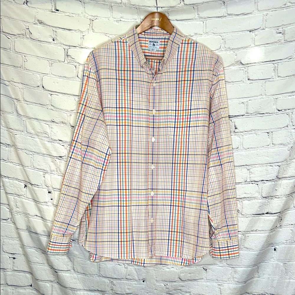 Bonobos Blue & Orange Striped Plaid Size XX-Large Excellent Condition